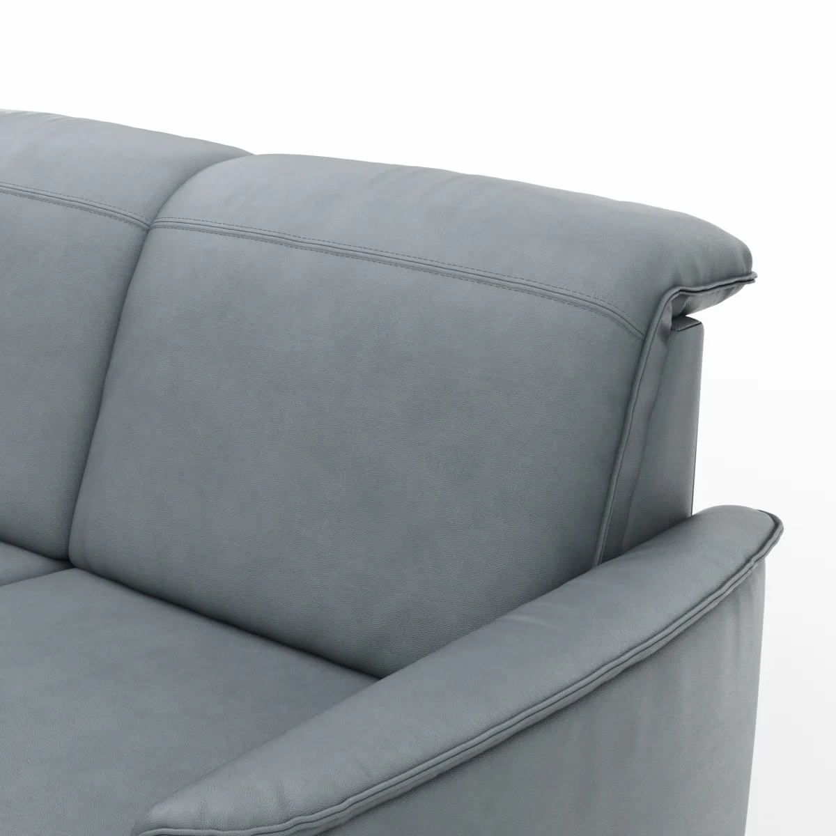 Ecksofa Bolivien - Longchair links mit 2,5-Sitzer, Kopfteil verstellbar, Leder, Steel – Bild 4