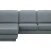 Ecksofa Bolivien - Longchair links mit 2,5-Sitzer, Kopfteil verstellbar, Leder, Steel – Bild 2