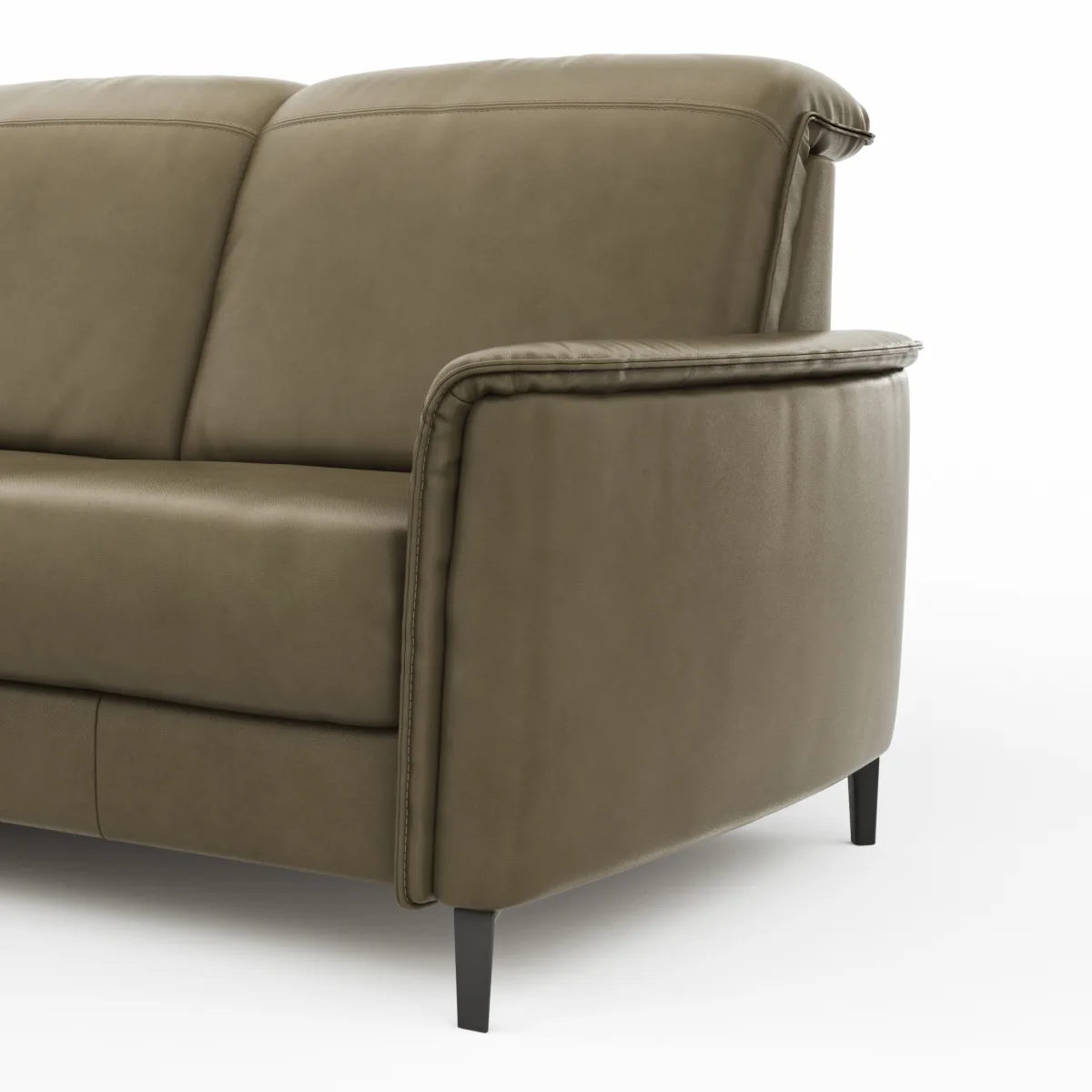 Ecksofa Bolivien - Longchair links mit 2,5-Sitzer, Kopfteil verstellbar, Leder, Braungrün – Bild 4