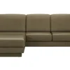Ecksofa Bolivien - Longchair links mit 2,5-Sitzer, Kopfteil verstellbar, Leder, Braungrün – Bild 2