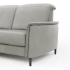 Ecksofa Bolivien - Longchair links mit 2,5-Sitzer, Kopfteil verstellbar, Leder, Steingrau – Bild 4