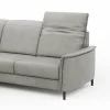 Ecksofa Bolivien - Longchair links mit 2,5-Sitzer, Kopfteil verstellbar, Leder, Steingrau – Bild 3