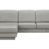Ecksofa Bolivien - Longchair links mit 2,5-Sitzer, Kopfteil verstellbar, Leder, Steingrau – Bild 2