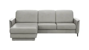 Alternative view of Ecksofa Bolivien - Longchair links mit 2,5-Sitzer, Kopfteil verstellbar, Leder, Steingrau