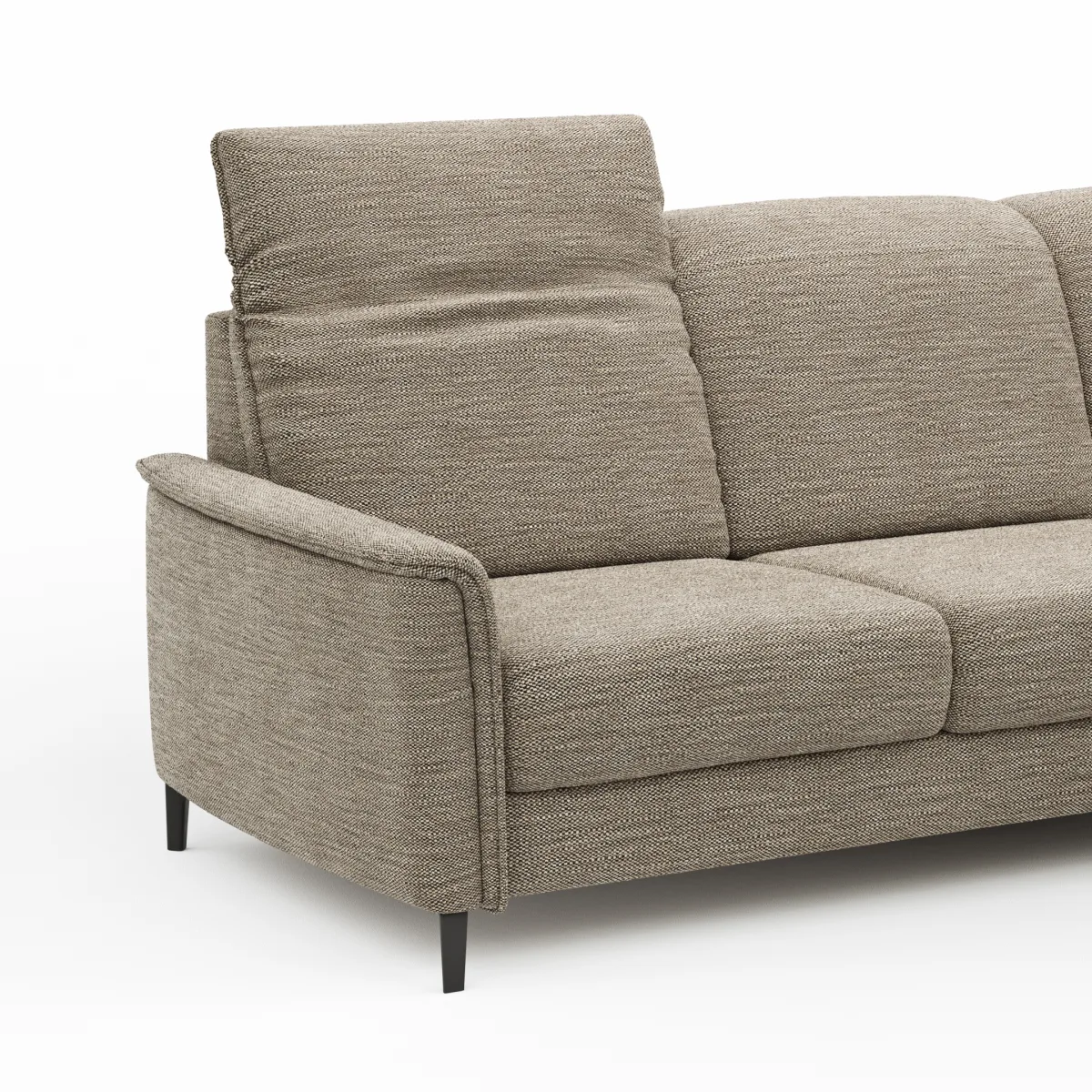 Ecksofa Bolivien - 2,5-Sitzer mit Longchair rechts, Kopfteil verstellbar, Stoff, Latte – Bild 4