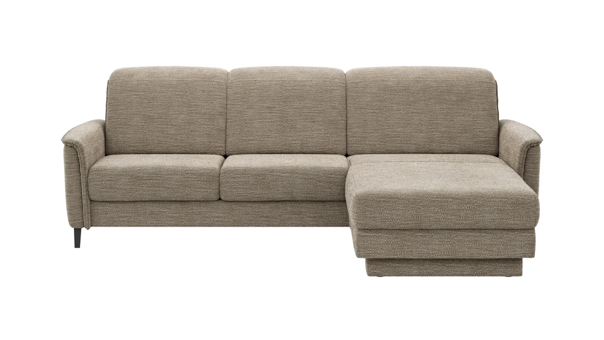 Ecksofa Bolivien - 2,5-Sitzer mit Longchair rechts, Kopfteil verstellbar, Stoff, Latte – Bild 2