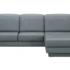 Ecksofa Bolivien - 2,5-Sitzer mit Longchair rechts, Kopfteil verstellbar, Leder Steel – Bild 2
