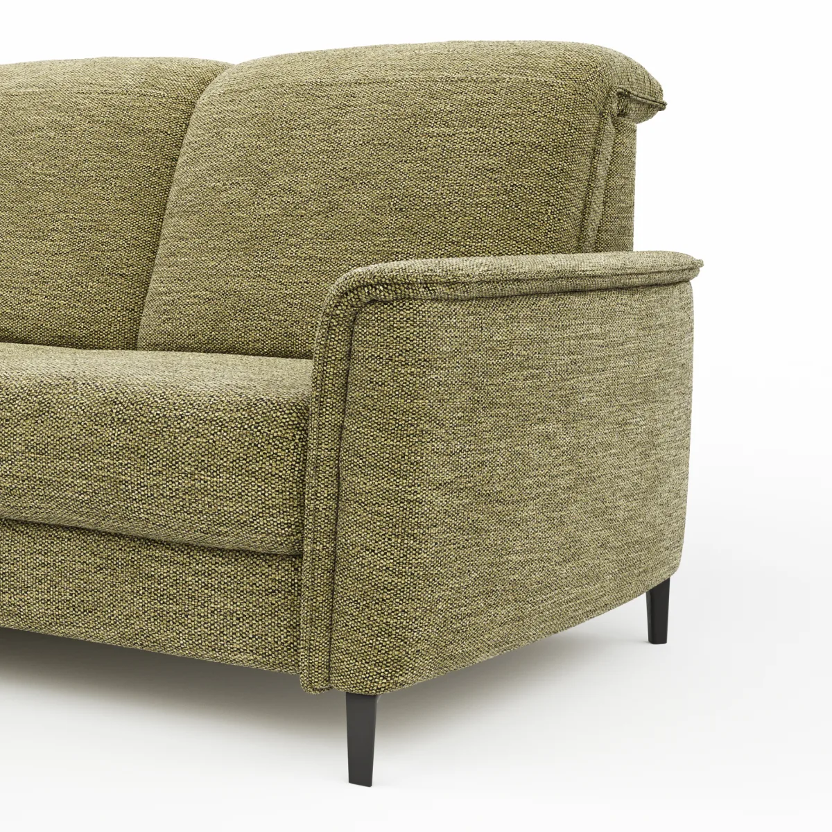 Ecksofa Bolivien - Longchair links mit 2,5-Sitzer, Kopfteil verstellbar, Stoff, Moos – Bild 3