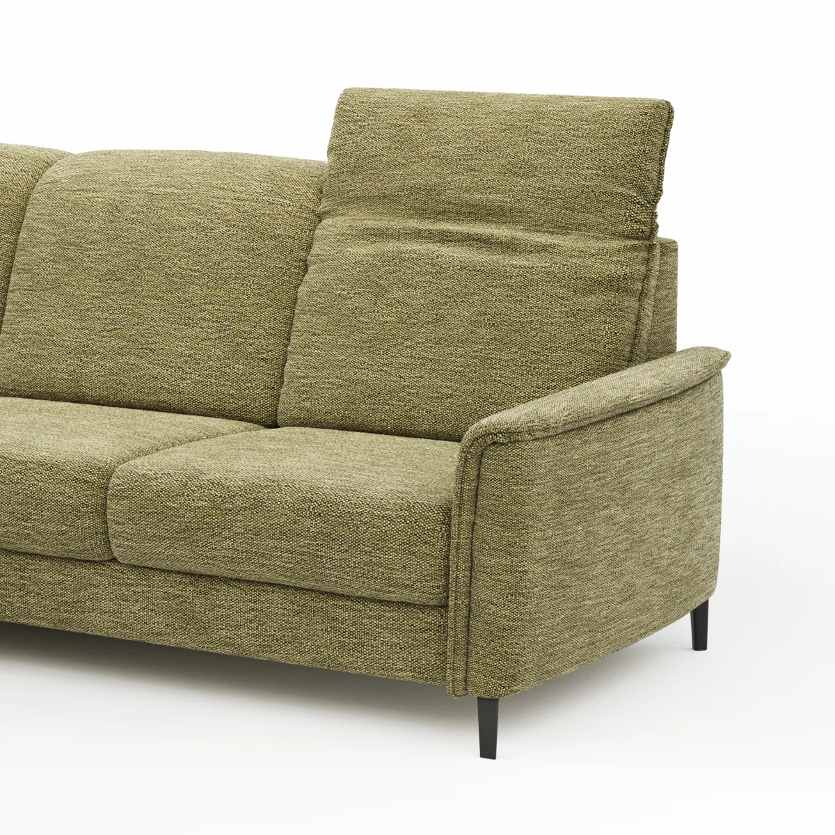 Ecksofa Bolivien - Longchair links mit 2,5-Sitzer, Kopfteil verstellbar, Stoff, Moos – Bild 4