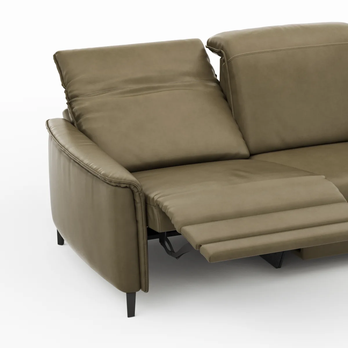 Sofa Bolivien - 2,5-Sitzer mit Relaxfunktion/Kopfteilverstellung motorisch, Leder, Braungrün – Bild 4
