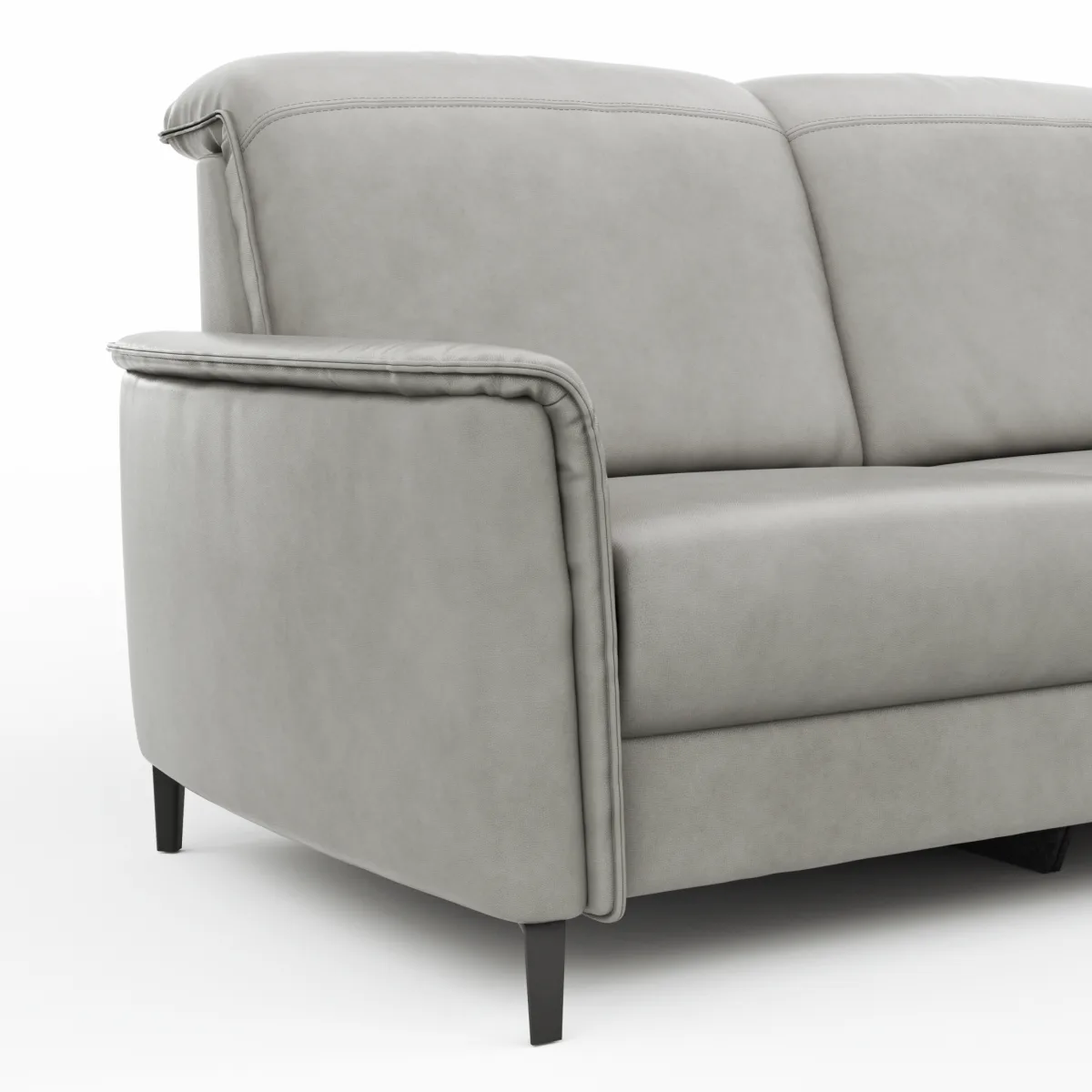 Sofa Bolivien - 2,5-Sitzer mit Relaxfunktion/Kopfteilverstellung motorisch, Leder, Steingrau – Bild 3