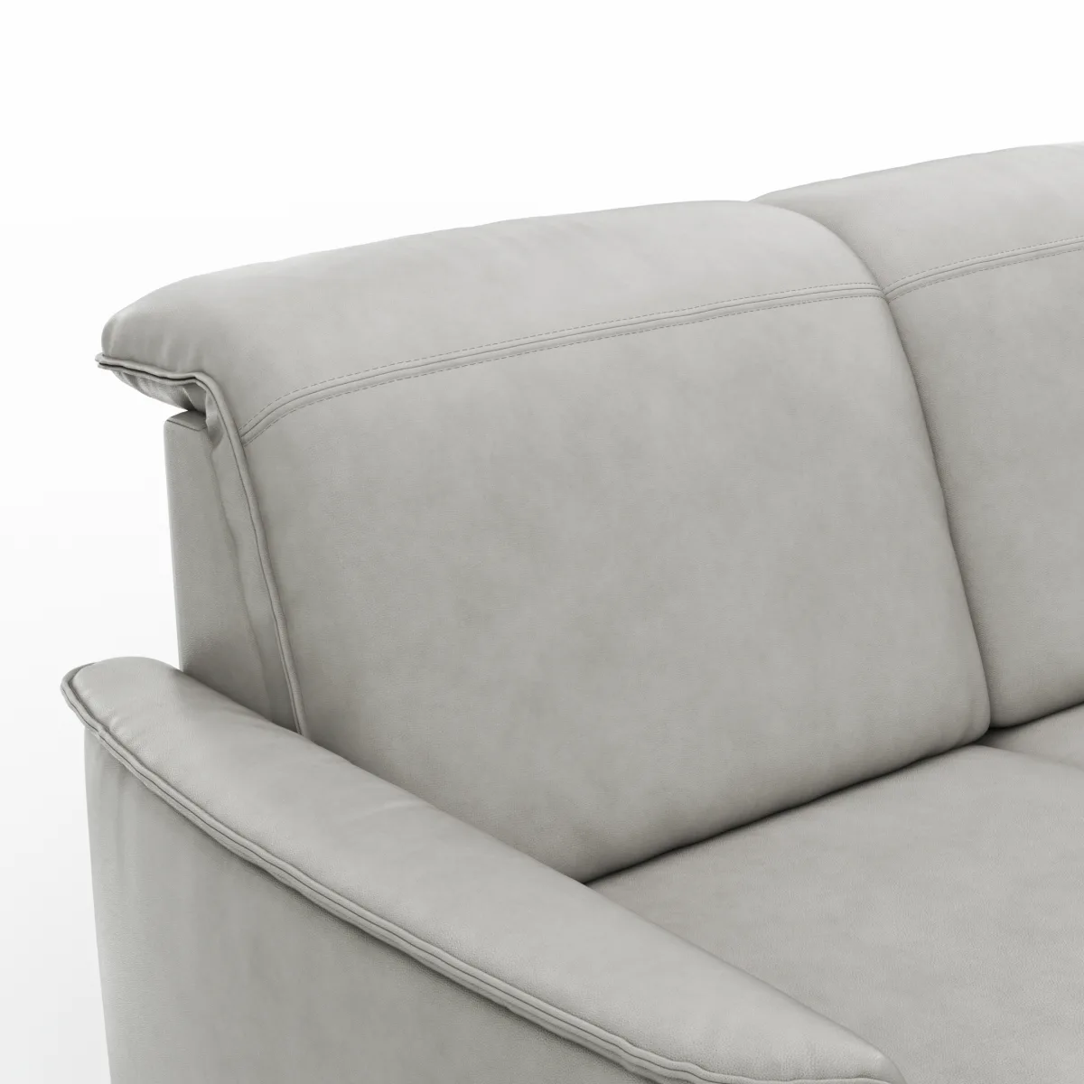 Sofa Bolivien - 2,5-Sitzer mit Relaxfunktion/Kopfteilverstellung motorisch, Leder, Steingrau – Bild 4