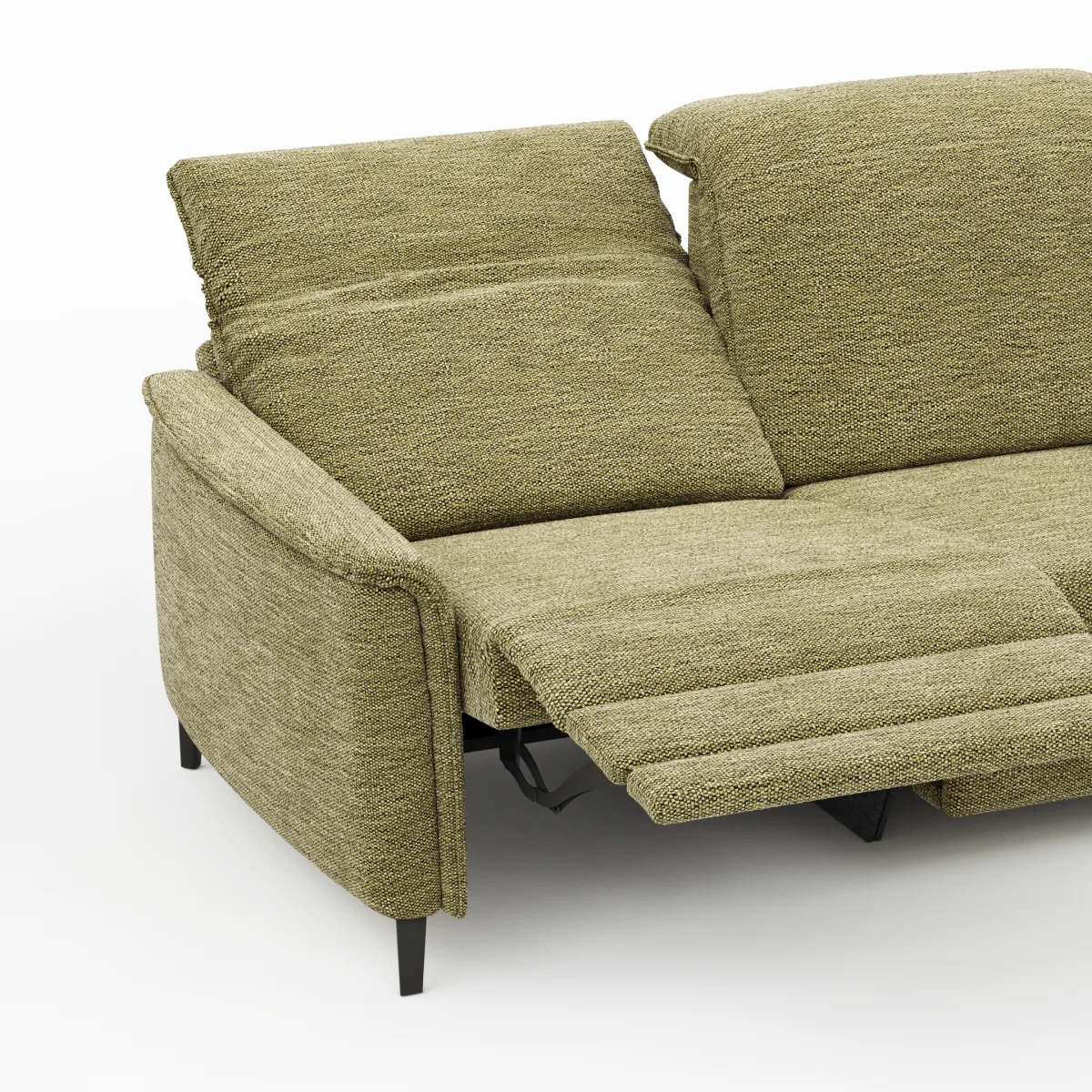 Sofa Bolivien - 2,5-Sitzer mit Relaxfunktion/Kopfteilverstellung motorisch, Stoff, Moos – Bild 4