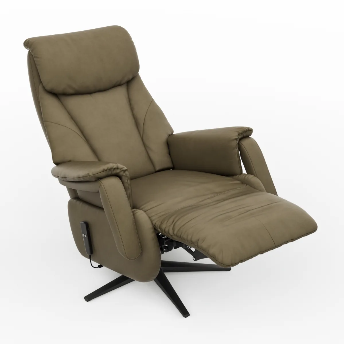 TV-Sessel Swing - Relaxfunktion motorisch, Größe M, Leder, Braungrün – Bild 4