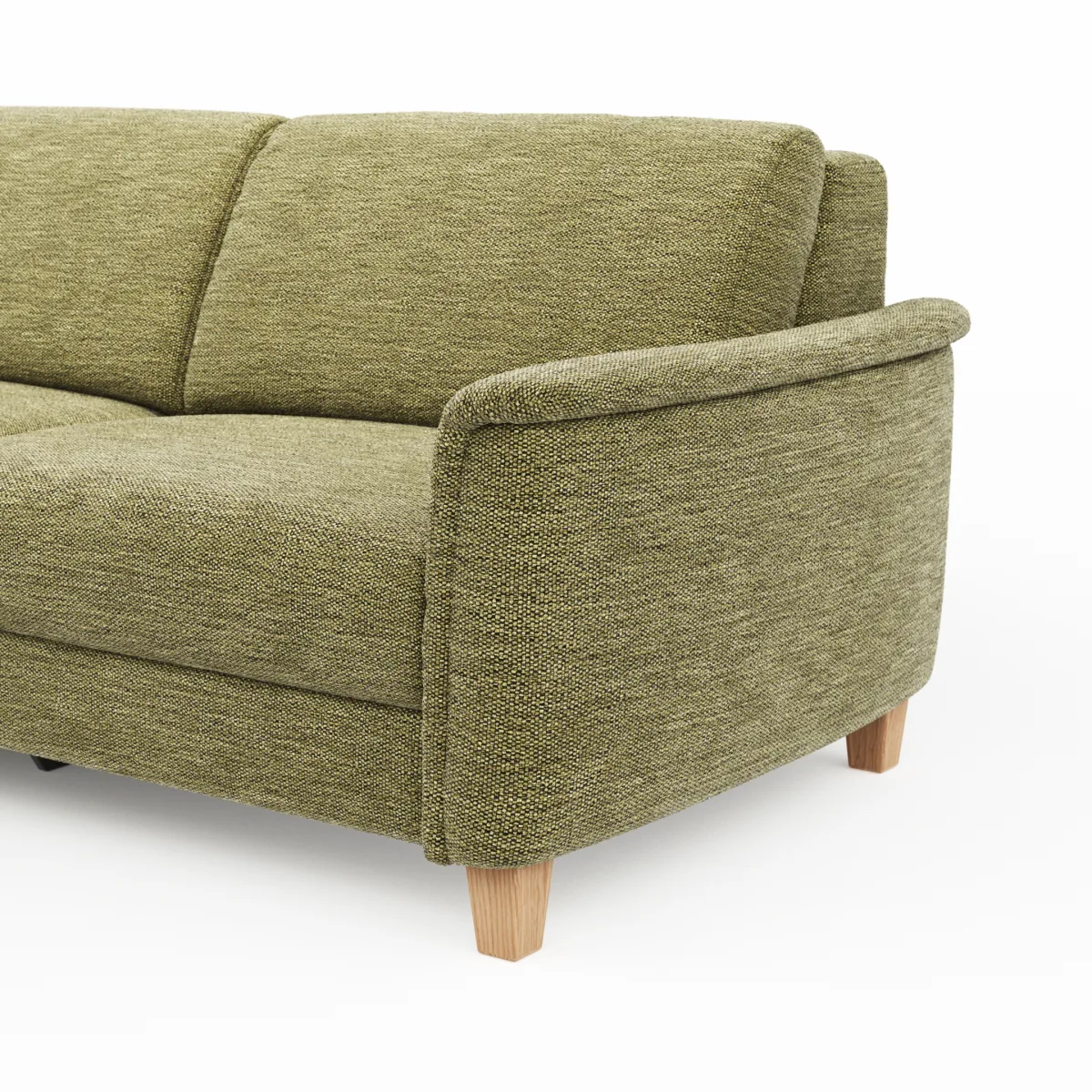 Ecksofa Mendoza - Longchair links mit 2,5-Sitzer, Relaxfunktion motorisch, Bettkasten, Stoff, Moos – Bild 4