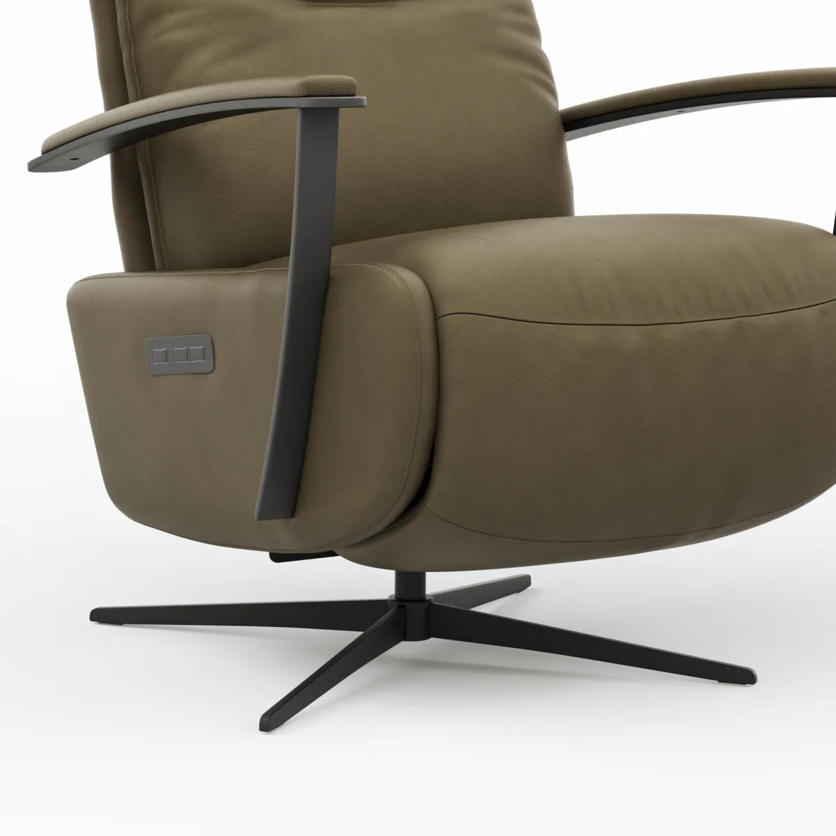 TV-Sessel Lima - Größe M, Relaxfunktion motorisch, Leder, Braungrün – Bild 4