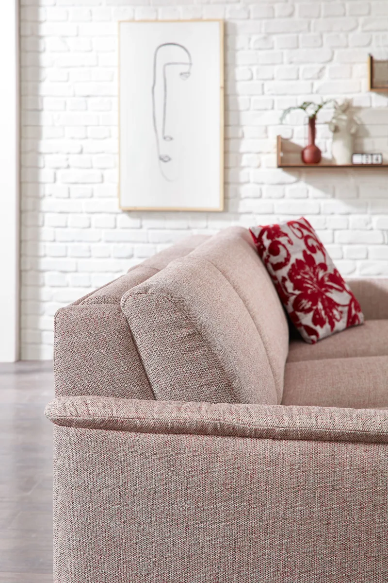 Ecksofa Mendoza - 2,5-Sitzer mit Longchair rechts, Bettkasten, Stoff, Bordeaux – Bild 4