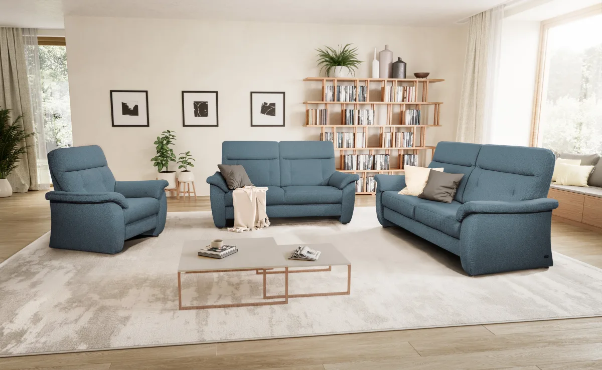 Sofa Caracas - 2,5-Sitzer Standard, Stoff, Blau – Bild 4