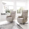 TV-Sessel Swing - Relaxfunktion motorisch, Größe M, Leder, Beige – Bild 3