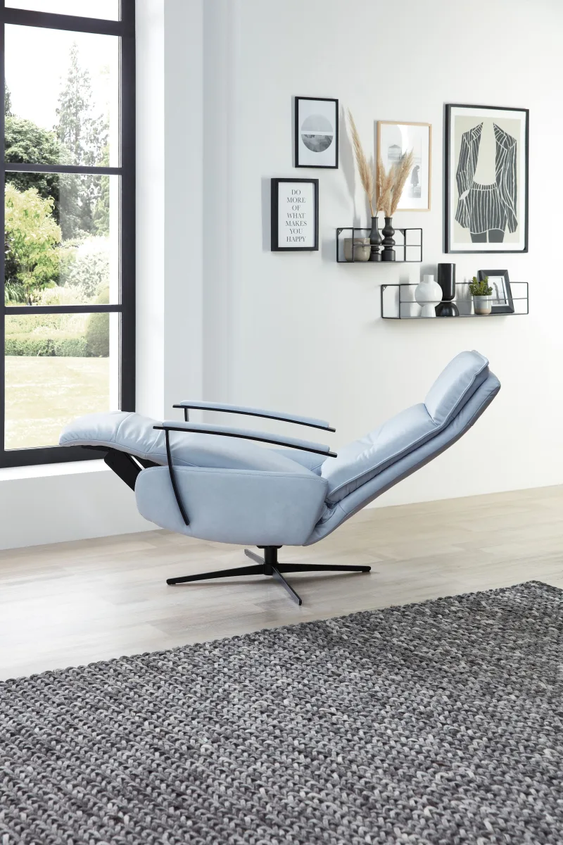 TV-Sessel Lima - Größe M, Relaxfunktion, Leder, Eisblau – Bild 3