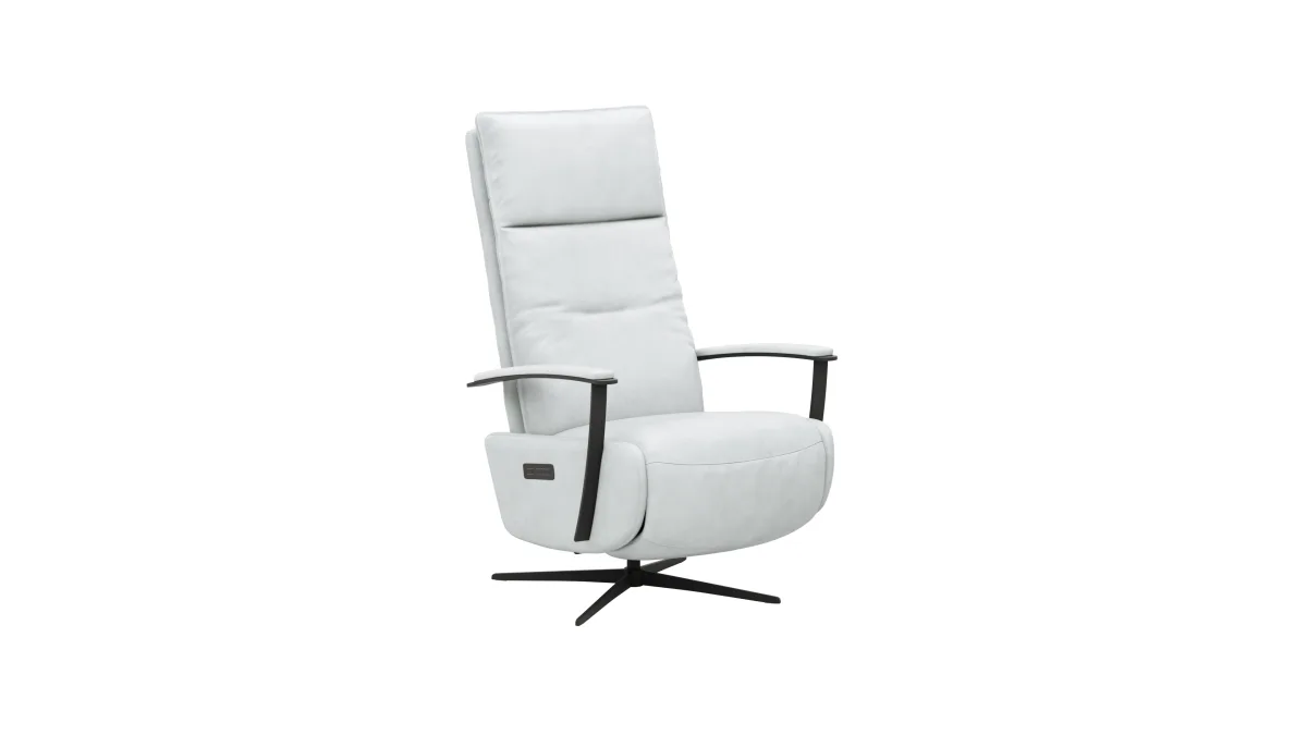 TV-Sessel Lima - Größe M, Relaxfunktion motorisch, Leder, Eisblau – Bild 2