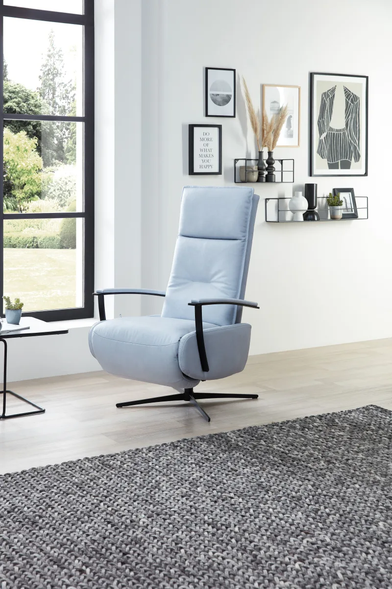 TV-Sessel Lima - Größe M, Relaxfunktion motorisch, Leder, Eisblau – Bild 5