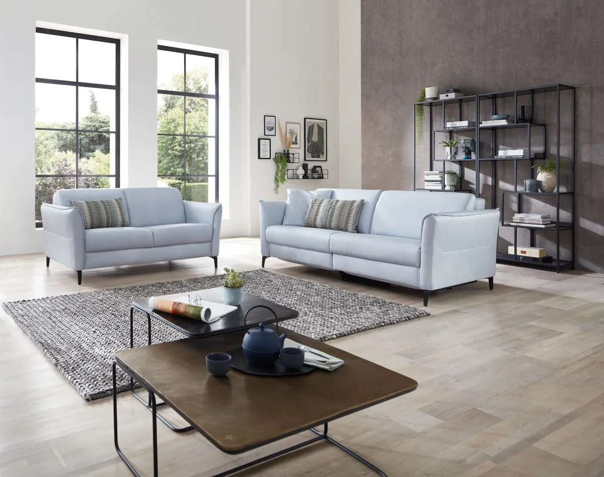 Sofa Mendoza - 2-Sitzer, Leder, Eisblau – Bild 5