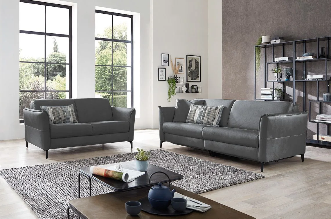 Sofa Mendoza - 2,5-Sitzer, Relaxfunktion (motorisch), Armlehne verstellbar, Leder, Eisengrau – Bild 5