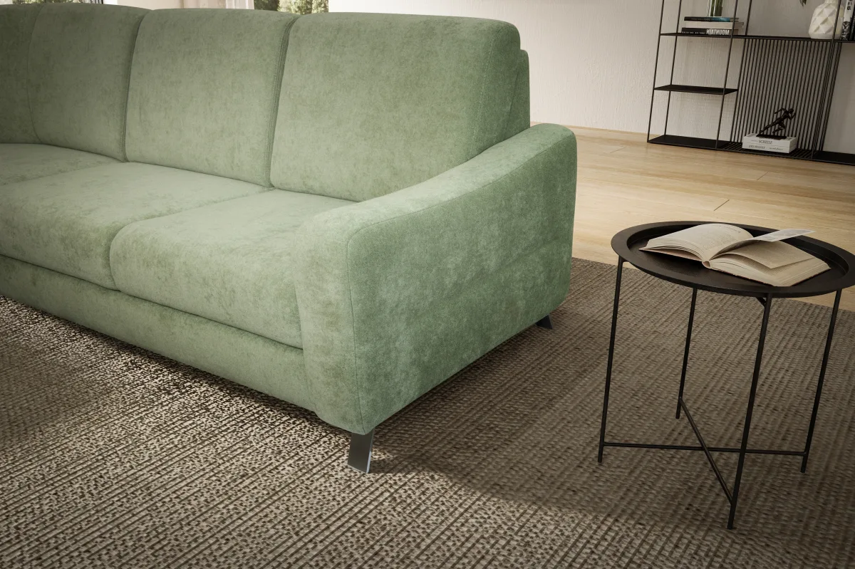 Ecksofa Colombia - Longchair links und 2,5-Sitzer, Stoff, Braungrün – Bild 4