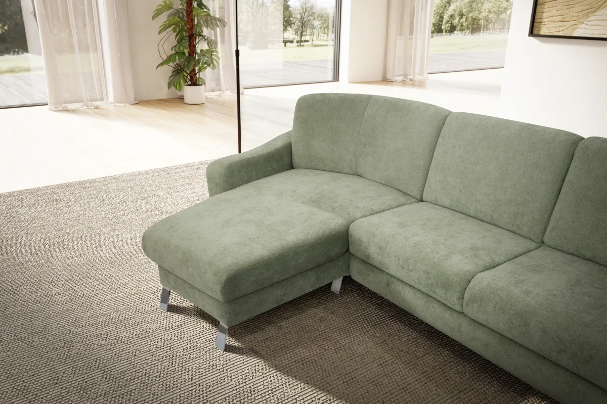 Ecksofa Colombia - Longchair links und 2,5-Sitzer, Stoff, Braungrün – Bild 3