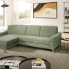 Ecksofa Colombia - Longchair links und 2,5-Sitzer, Stoff, Braungrün – Bild 5