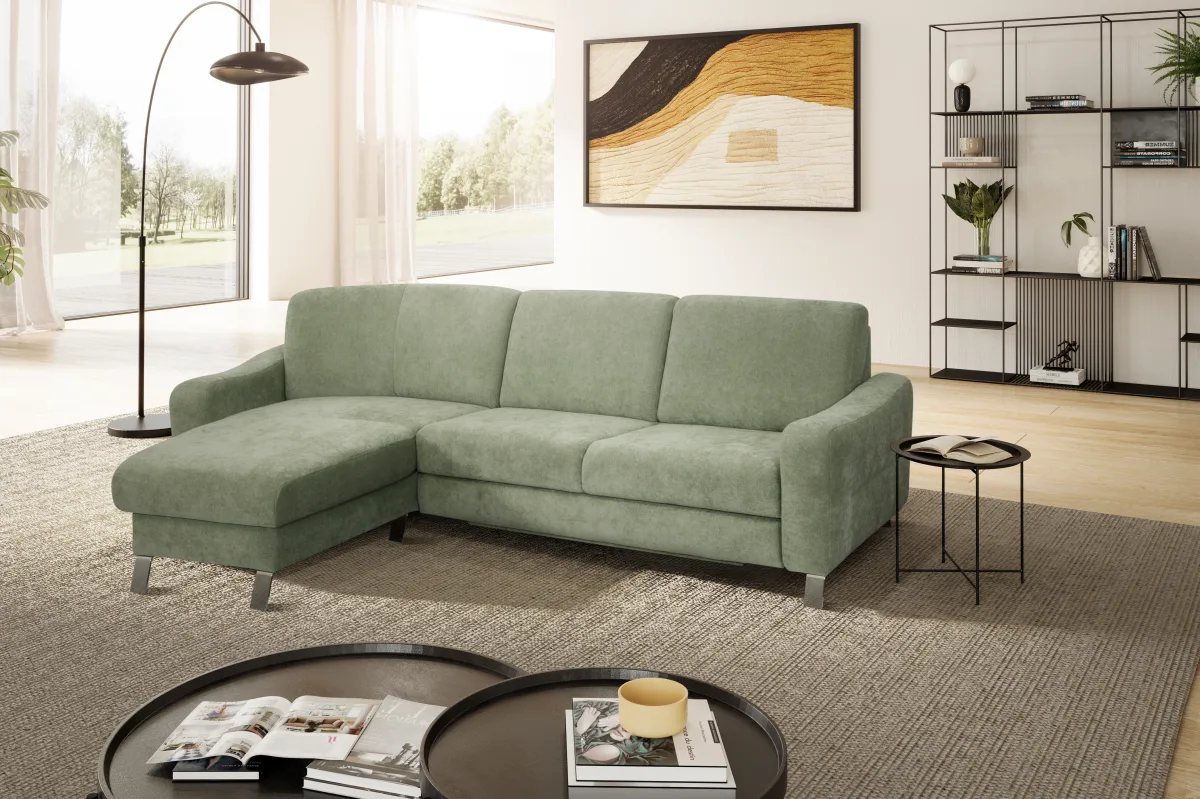 Ecksofa Colombia - Longchair links und 2,5-Sitzer, Stoff, Braungrün – Bild 5