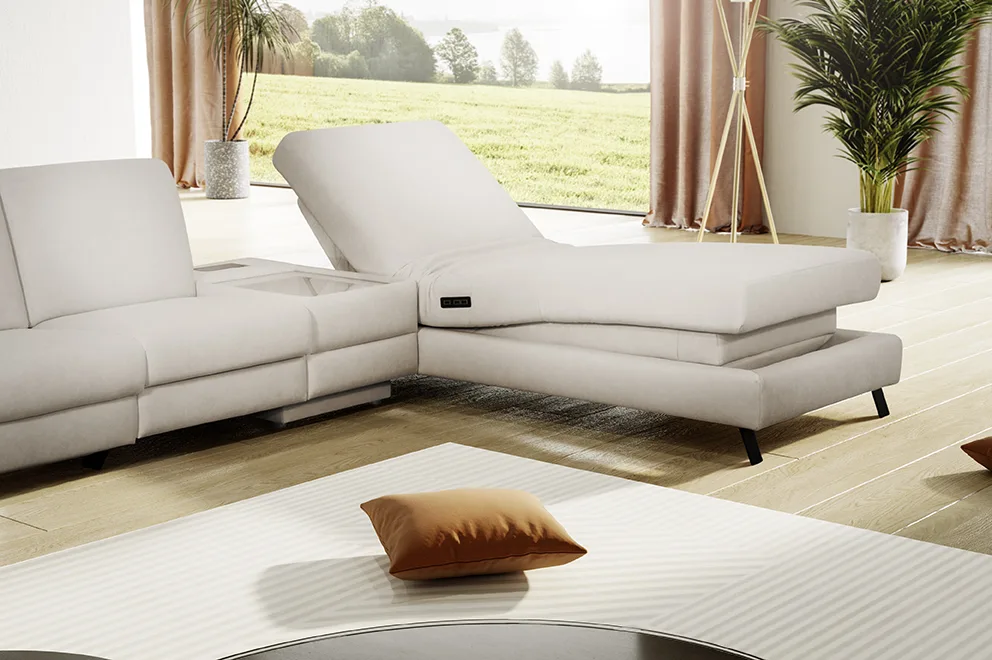 Ecksofa Colombia - 2,5-Sitzer mit Ecke rechts. Stoff, Elfenbein – Bild 3