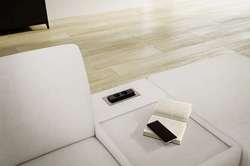 Ecksofa Colombia - 2,5-Sitzer mit Ecke rechts. Stoff, Elfenbein – Bild 4
