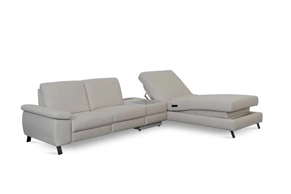 Ecksofa Colombia - 2,5-Sitzer mit Ecke rechts. Stoff, Elfenbein – Bild 2