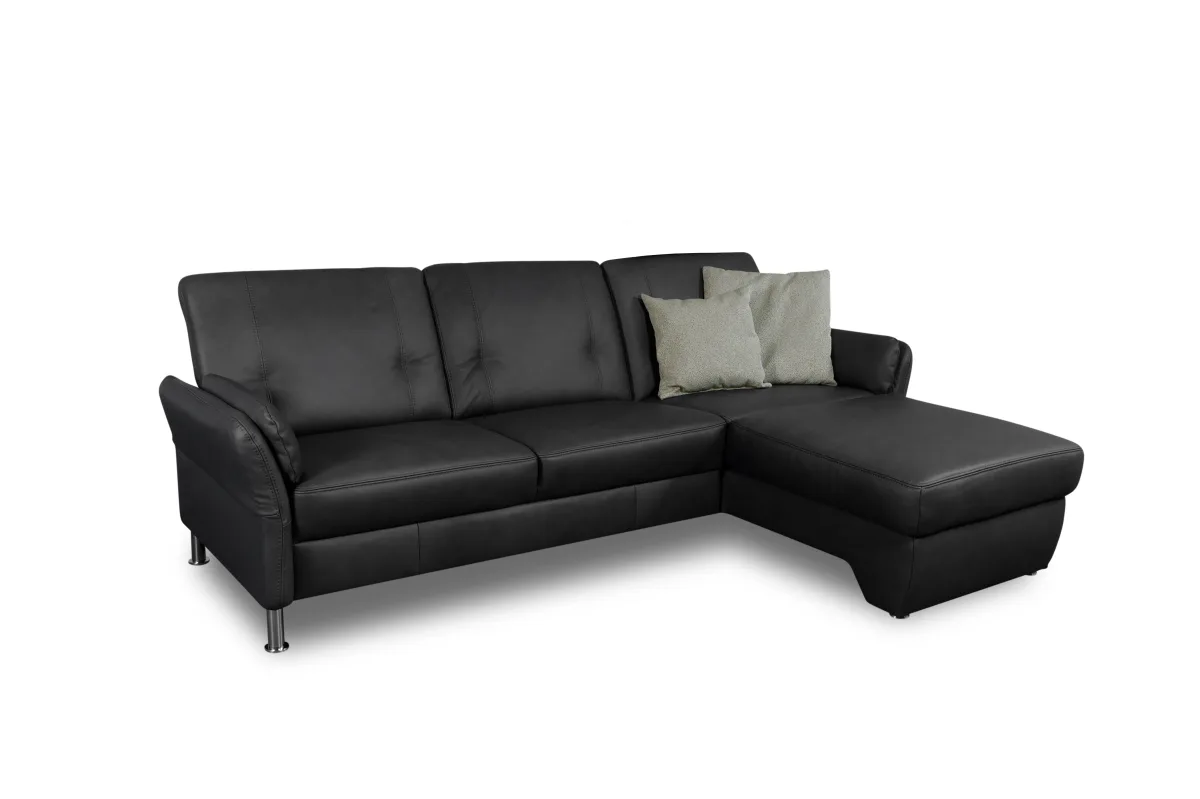 Ecksofa Caracas - 2,5-Sitzer mit Longchair rechts, Leder, Anthrazit – Bild 2