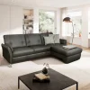 Ecksofa Caracas - 2,5-Sitzer mit Longchair rechts, Leder, Anthrazit – Bild 5