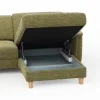 Ecksofa Mendoza - 2,5-Sitzer mit Longchair rechts, Relaxfunktion motorisch, Bettkasten, Stoff, Moos – Bild 3