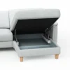 Ecksofa Mendoza - 2,5-Sitzer mit Longchair rechts, Relaxfunktion motorisch, Bettkasten, Leder, Eisblau – Bild 4