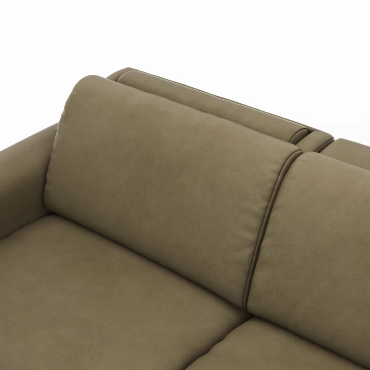 Ecksofa Mendoza - 2,5-Sitzer mit Longchair rechts, Relaxfunktion motorisch, Bettkasten, Leder, Braungrün – Bild 3