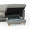 Ecksofa Mendoza - 2,5-Sitzer mit Longchair rechts, Relaxfunktion motorisch, Bettkasten, Leder, Steingrau – Bild 4