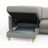 Ecksofa Mendoza – Longchair links mit 2,5-Sitzer, Relaxfunktion motorisch, Bettkasten, Leder, Eisengrau – Bild 4