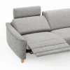 Ecksofa Mendoza - 2,5-Sitzer mit Longchair rechts, Relaxfunktion motorisch, Bettkasten, Stoff, Grau – Bild 3