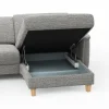 Ecksofa Mendoza - 2,5-Sitzer mit Longchair rechts, Relaxfunktion motorisch, Bettkasten, Stoff, Grau – Bild 4