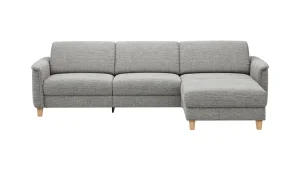 Alternative view of Ecksofa Mendoza - 2,5-Sitzer mit Longchair rechts, Relaxfunktion motorisch, Bettkasten, Stoff, Grau
