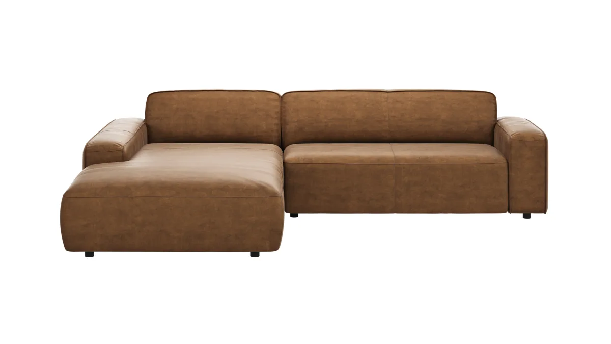 Ecksofa Denver - Longchair links mit 2,5-Sitzer, Stoff, Braun – Bild 2