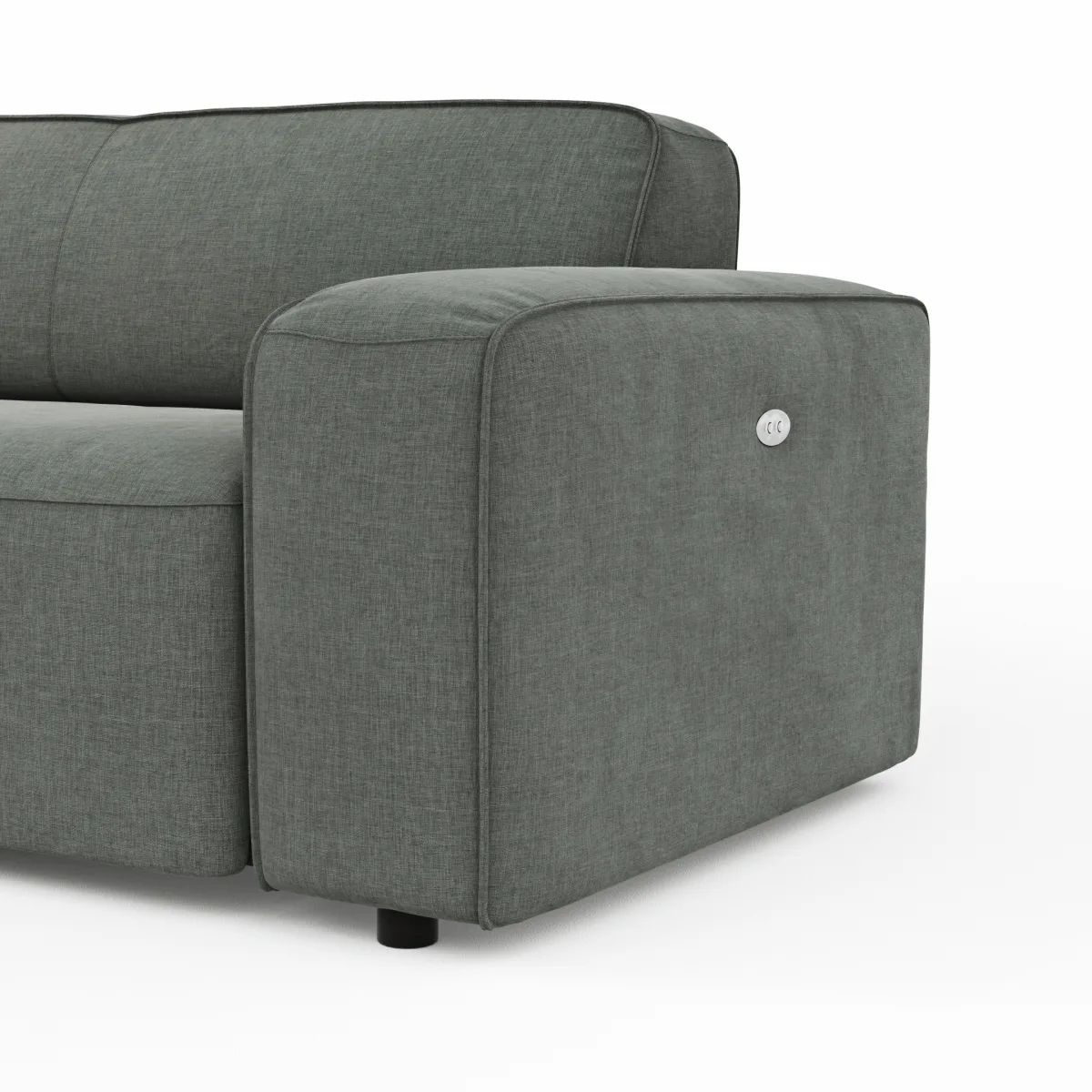 Ecksofa Denver - Longchair links mit 2-Sitzer, inkl. Sitzvorzug (motorisch), Stoff, Grau – Bild 4