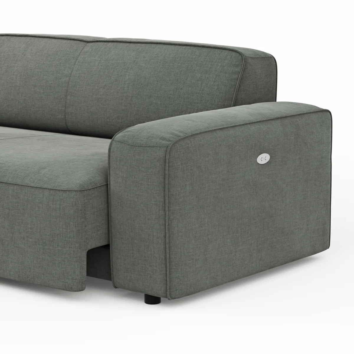 Ecksofa Denver - Longchair links mit 2-Sitzer, inkl. Sitzvorzug (motorisch), Stoff, Grau – Bild 3
