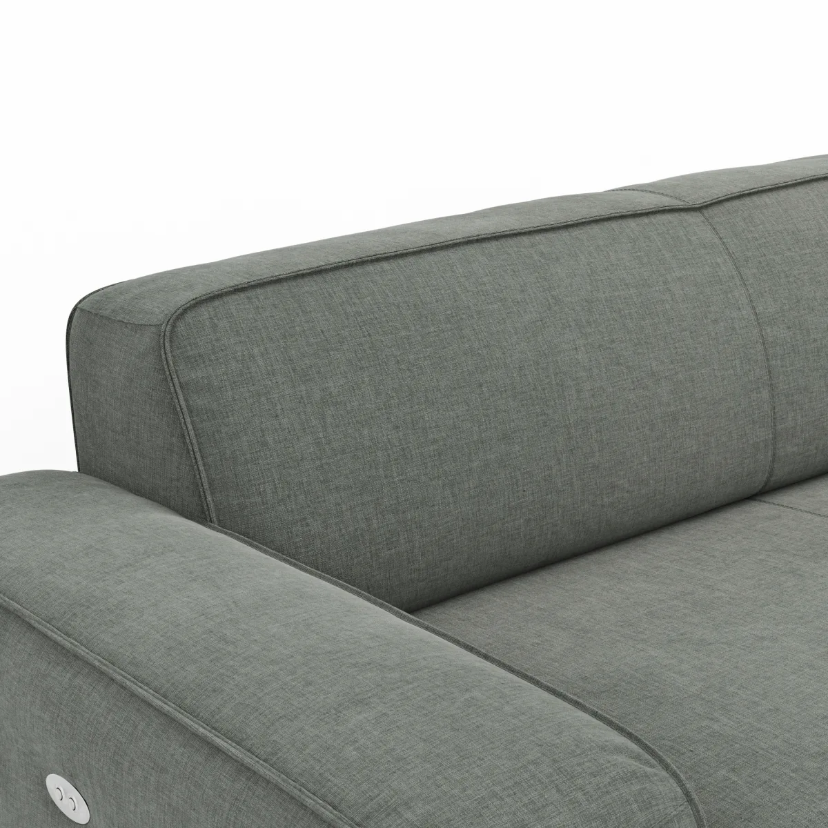 Ecksofa Denver - 2-Sitzer mit Longchair rechts, inkl. Sitzvorzug (motorisch), Stoff, Grau – Bild 3