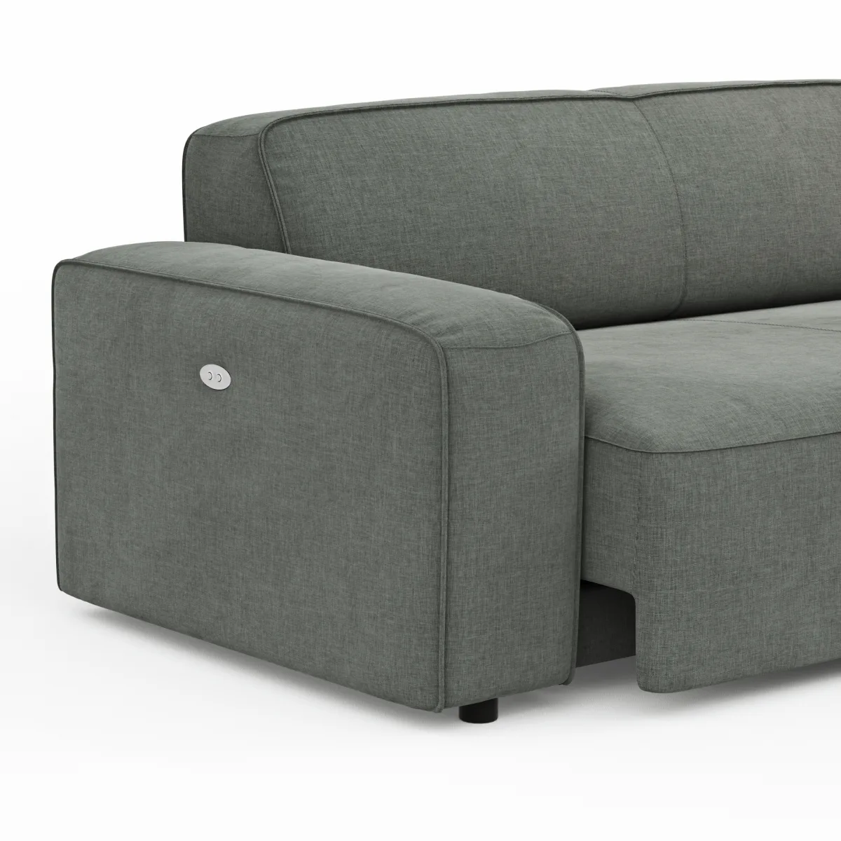 Ecksofa Denver - 2-Sitzer mit Longchair rechts, inkl. Sitzvorzug (motorisch), Stoff, Grau – Bild 4